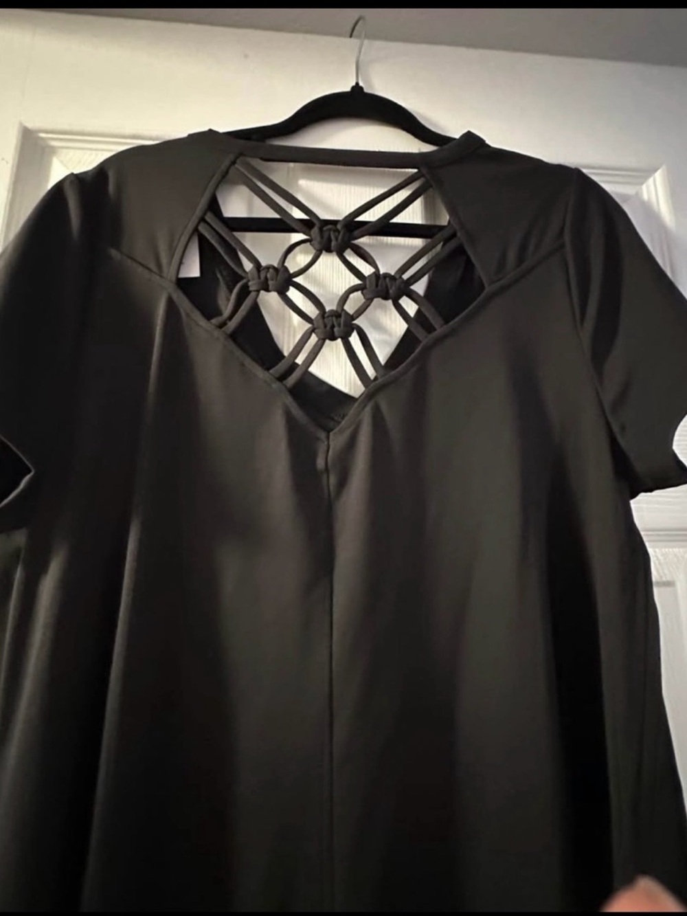 Lane Bryant NWT LIVI Black Mini Dress with Knotted Lattice Back - Picture 3 of 6
